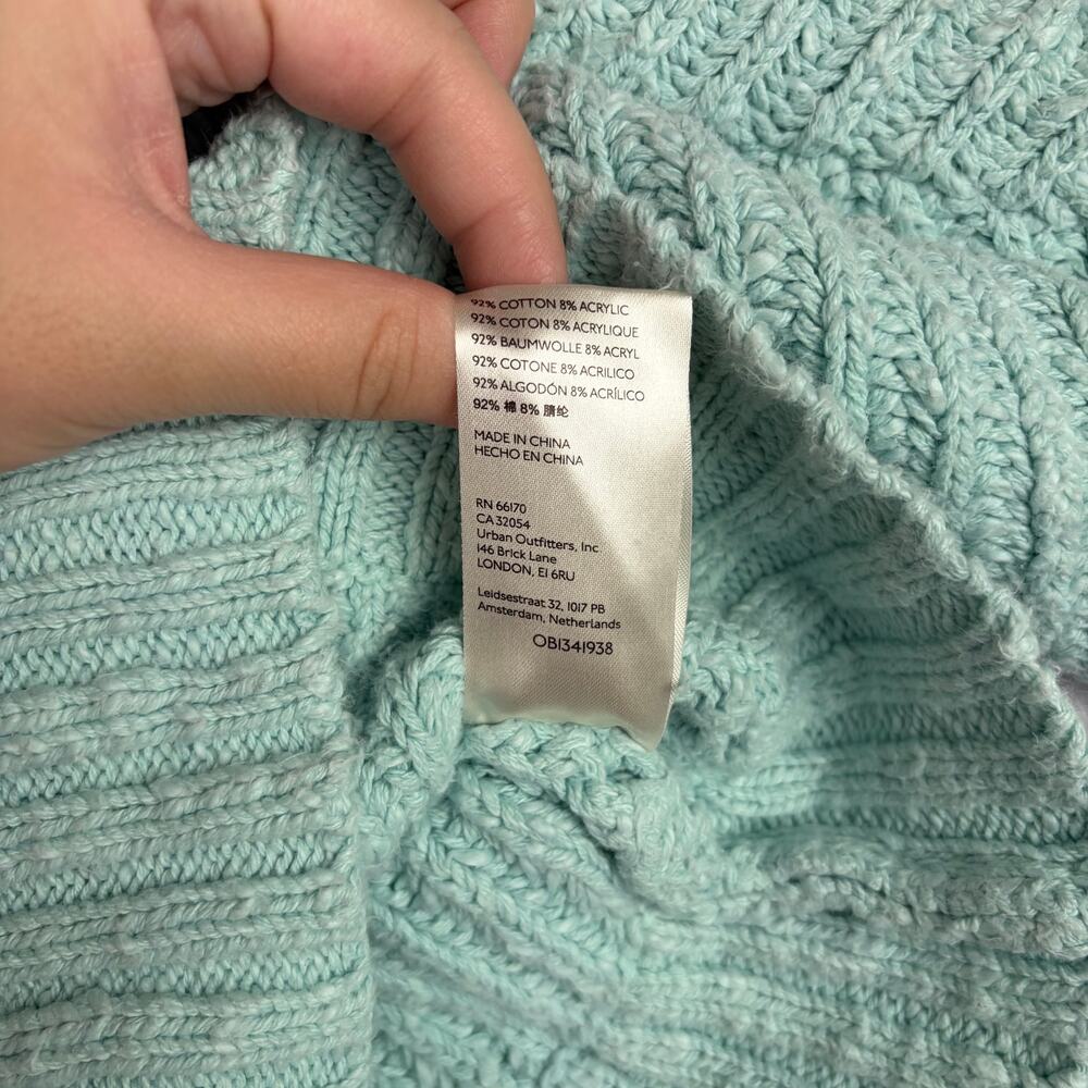 Free People Sunset V-Neck Pullover Sweater Women's M Blue Chunky Knit Boho Cozy - Picture 10 of 11